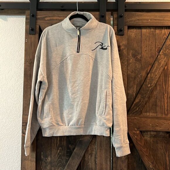 Hbat Half Zipper Embroidery Letter Splicing Stand Collar Sweater Street Loose - Picture 1 of 9